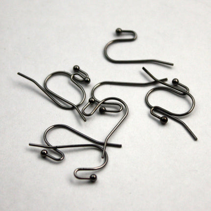 wholesale 200 pcs - 100 pair Ball End Earring Ear Wire - Gunmetal Plated on Solid Brass Ear Wires, French hook style - ERBall