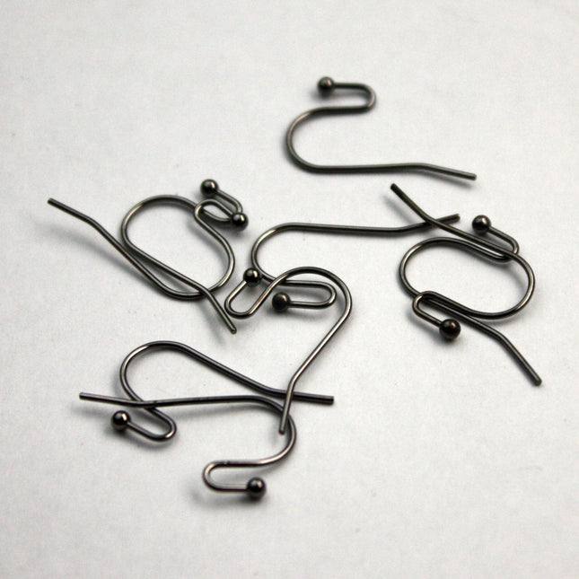 wholesale 200 pcs - 100 pair Ball End Earring Ear Wire - Gunmetal Plated on Solid Brass Ear Wires, French hook style - ERBall