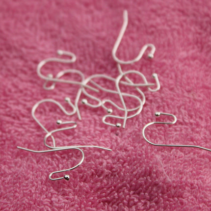 50(25pr) Ball End Earring Ear Wire - Sterling Silver Plated on Solid Brass Ear Wires, French hook style, ball end - ERBall