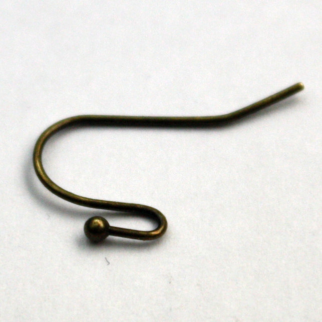 50(25pr) Ball End Earring Ear Wire - Antique Brass Plated on Solid Brass Ear Wires, French hook style, ball end - ERBall
