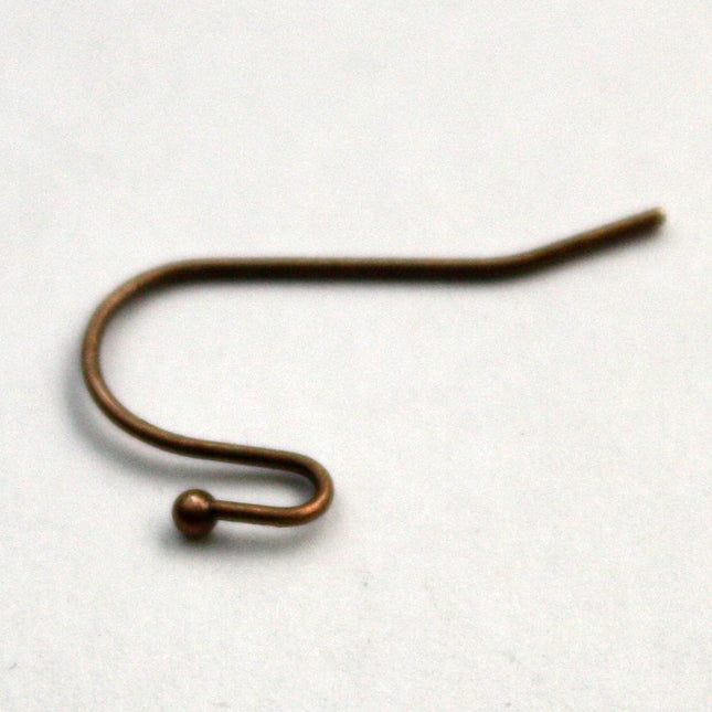 50 pcs - 25 pair  of Antique Copper ear wires, French hook style, ball end