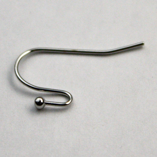 50(25pr) Ball End Earring Ear Wire - Rhodium Plated on Solid Brass Ear Wires, French hook style, ball end - ERBall