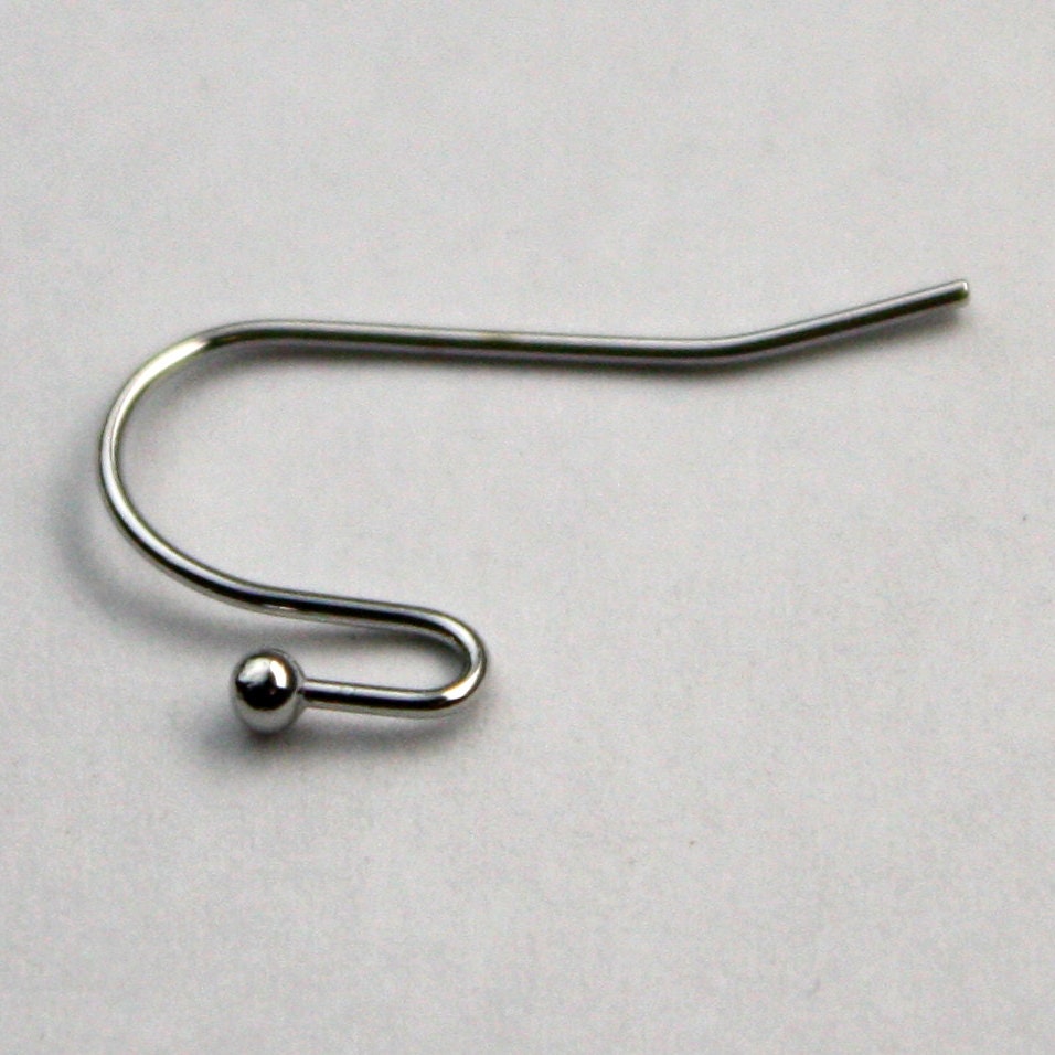 50(25pr) Ball End Earring Ear Wire - Rhodium Antique Silver Plated on Solid Brass Ear Wires, French hook style, ball end - ERBall
