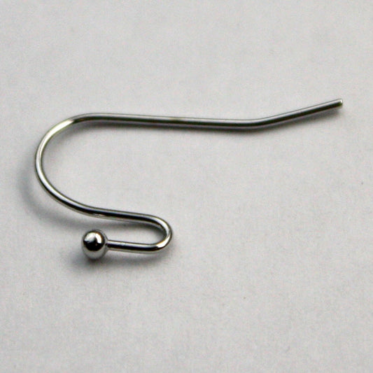 50(25pr) Ball End Earring Ear Wire - Rhodium Antique Silver Plated on Solid Brass Ear Wires, French hook style, ball end - ERBall