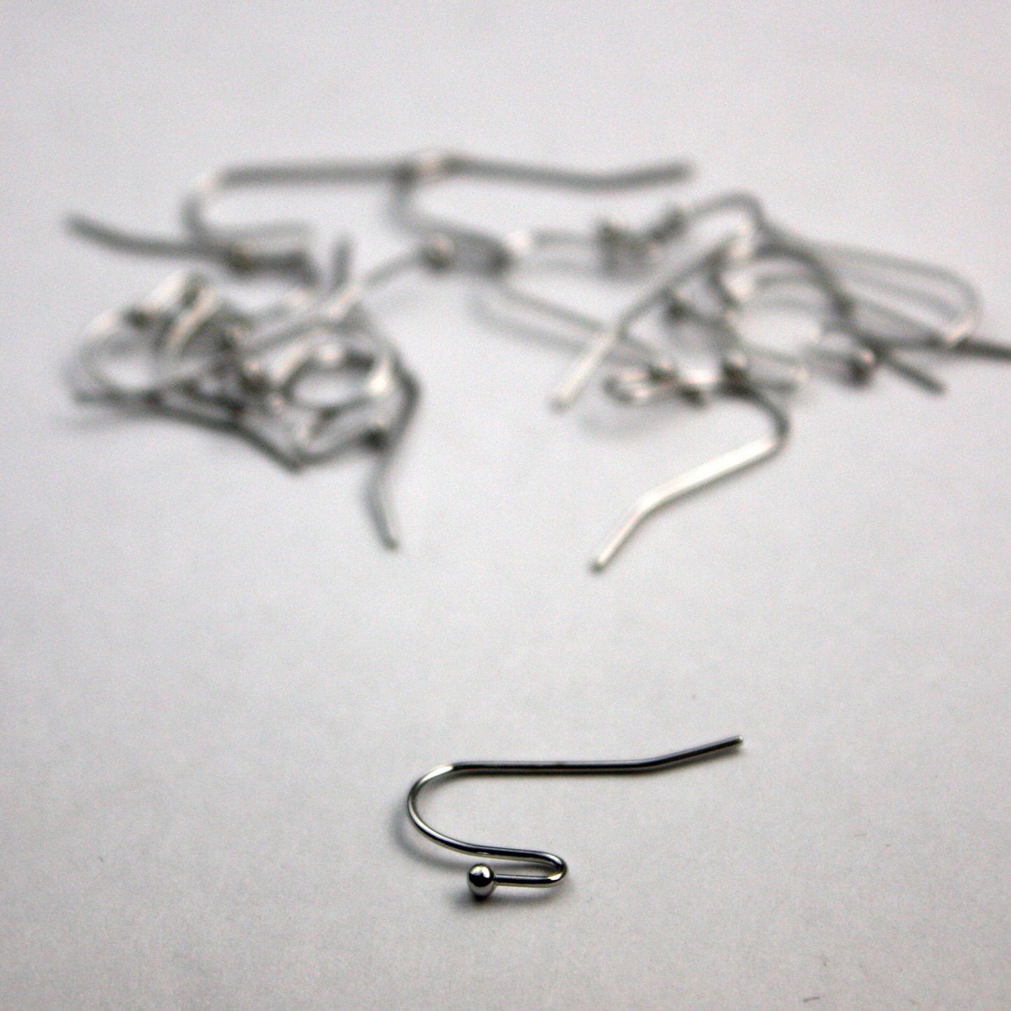50(25pr) Ball End Earring Ear Wire - Rhodium Antique Silver Plated on Solid Brass Ear Wires, French hook style, ball end - ERBall