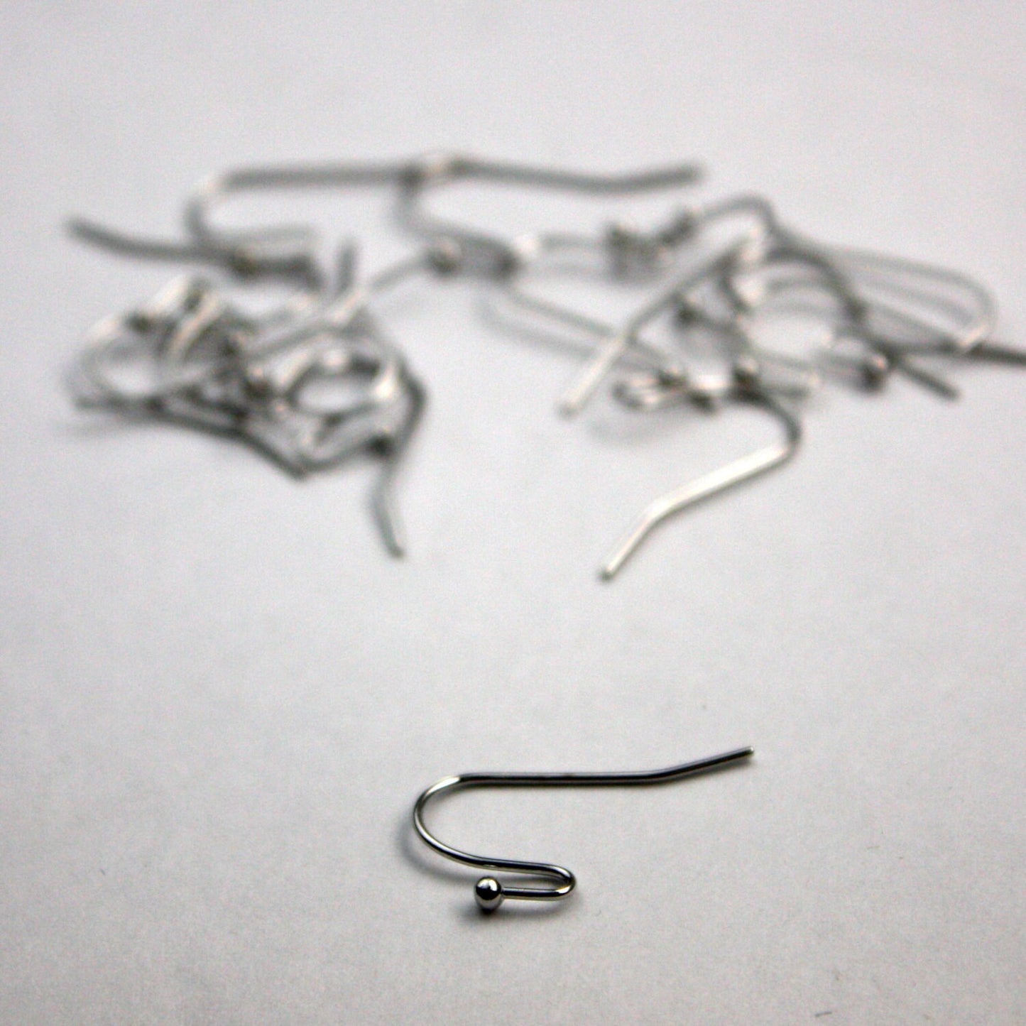 200(100pr) Ball End Earring Ear Wire - Rhodium Antique Silver Plated on Solid Brass Ear Wires, French hook style, ball end - ERBall