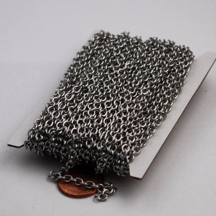 Stainless Steel chain bulk, 10 ft of Surgical Stainless Steel Sturdy Cable chain - 4.2x3.4mm 0.8mm Unsoldered Link