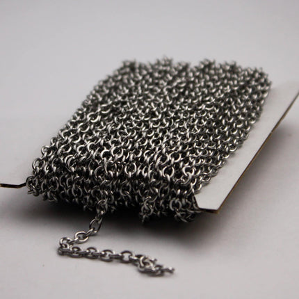 Stainless Steel chain bulk, 10 ft of Surgical Stainless Steel Sturdy Cable chain - 4.2x3.4mm 0.8mm Unsoldered Link