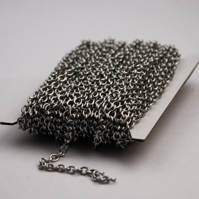 Stainless Steel chain bulk, 10 ft of Surgical Stainless Steel Sturdy Cable chain - 4.2x3.4mm 0.8mm Unsoldered Link