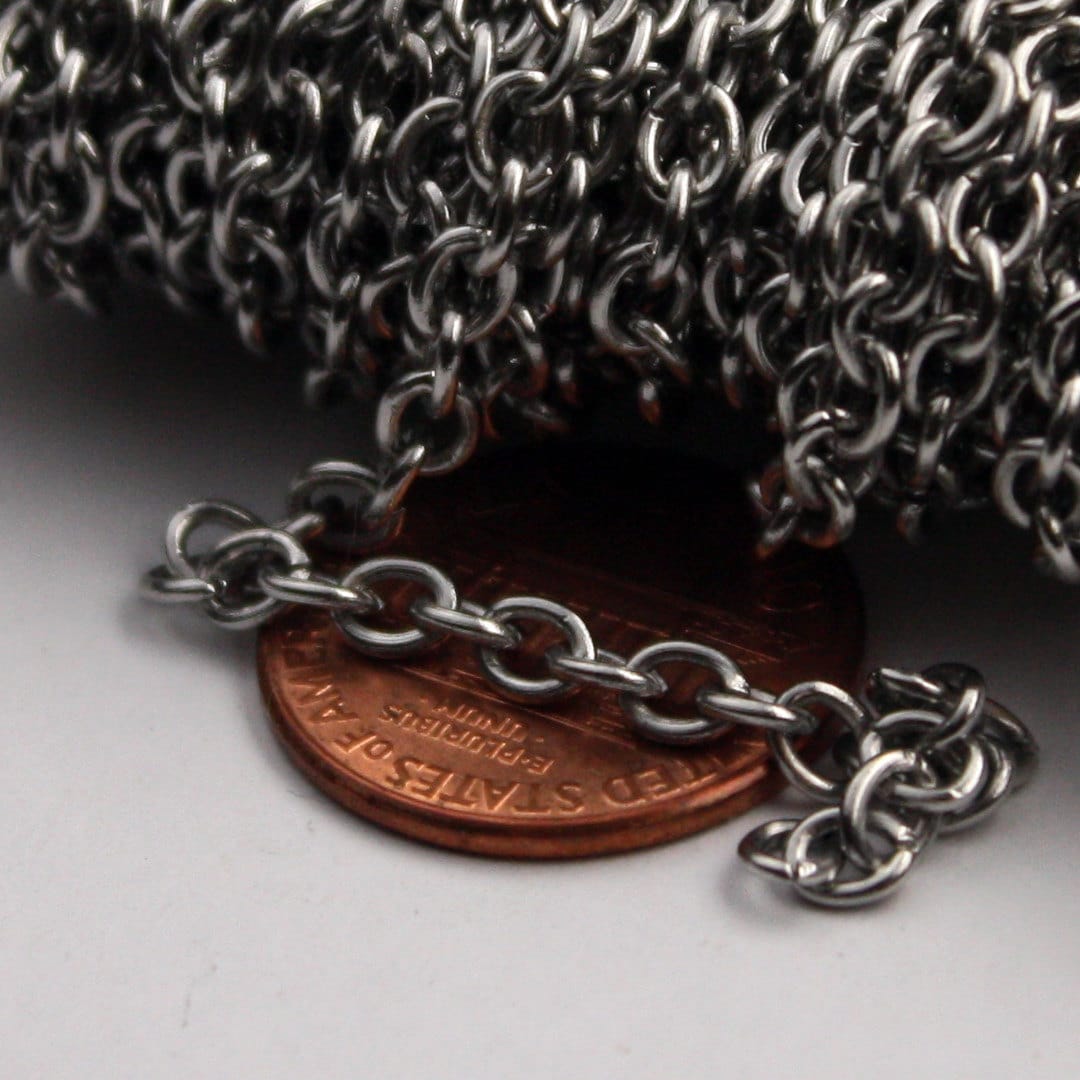 Stainless Steel chain bulk, 100 ft of Surgical Stainless Steel Sturdy Heavy Cable chain - 4.2x3.4mm 0.8mm Unsoldered Link