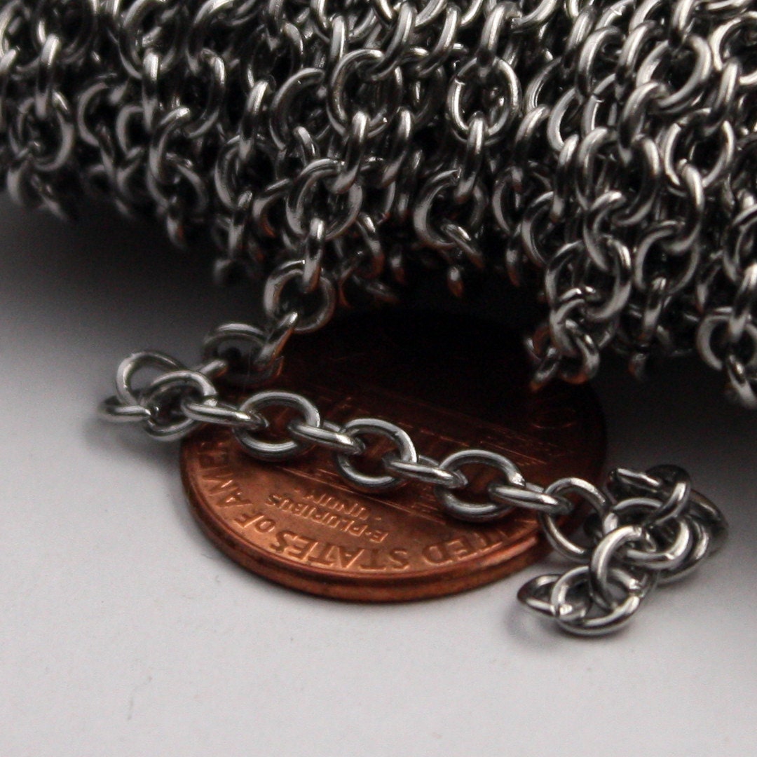30 Ft Stainless Steel chain Surgical Sturdy Cable chain - 4.2x3.4mm 0.8mm Unsoldered Link bulk chain