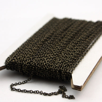 Antique Brass Chain, 32 ft of Antiqued Brass (Dark) Round  Cable Chain - 2x2.5mm SOLDERED link, Antique Bronze necklace Chain,Bulk - 225S