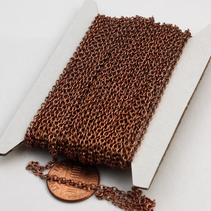 32 feet Antique Copper Chain Round Soldered Chain Cable Chain - 2x2.5mm SOLDERED link - Necklace Wholesale bulk chain - 225S