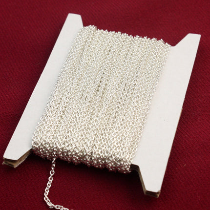 Sterling Silver Plated Chain bulk Chain, 32 ft of Round Soldered Chain Cable Chain - 2x2.5mm SOLDERED link - Necklace Wholesale chain - 225S