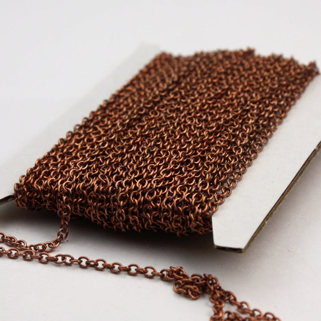 Antique Copper Chain bulk Chain, 1000 ft of Antiqued Copper Round Soldered Chain Cable Chain - 2x2.5mm SOLDERED link - Necklace - 225S