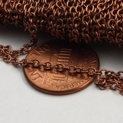 32 feet Antique Copper Chain Round Soldered Chain Cable Chain - 2x2.5mm SOLDERED link - Necklace Wholesale bulk chain - 225S