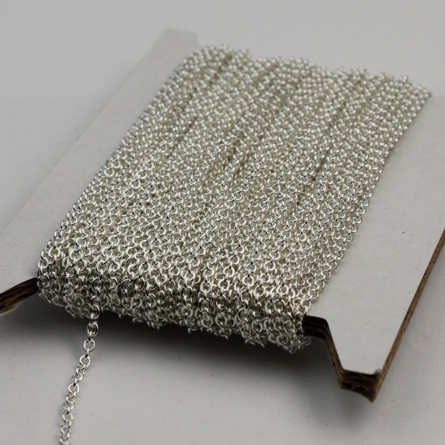 Sterling Silver Plated Chain bulk Chain, 100 ft of Round Soldered Chain Cable Chain - 2x2.5mm SOLDERED link - Wholesale chain - 225S