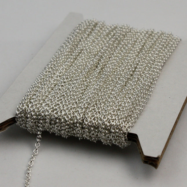 Sterling Silver Plated Chain bulk Chain, 300 ft of Round Soldered Chain Cable Chain - 2x2.5mm SOLDERED link - Wholesale chain - 225S