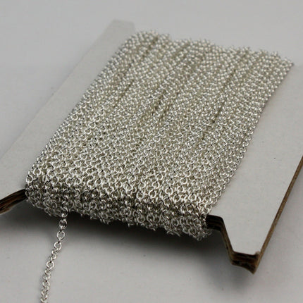 Sterling Silver Plated Chain bulk Chain, 32 ft of Round Soldered Chain Cable Chain - 2x2.5mm SOLDERED link - Necklace Wholesale chain - 225S