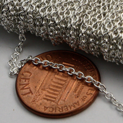 10 feet of Sterling Silver Plated Chain bulk Chain, Round Soldered Chain Cable Chain - 2x2.5mm SOLDERED link - Necklace Wholesale - 225S