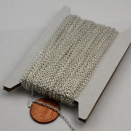 Sterling Silver Plated Chain bulk Chain, 32 ft of Round Soldered Chain Cable Chain - 2x2.5mm SOLDERED link - Necklace Wholesale chain - 225S