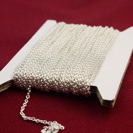 Sterling Silver Plated Chain bulk Chain, 100 ft of Round Soldered Chain Cable Chain - 2x2.5mm SOLDERED link - Wholesale chain - 225S