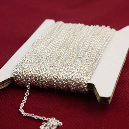 Sterling Silver Plated Chain bulk Chain, 32 ft of Round Soldered Chain Cable Chain - 2x2.5mm SOLDERED link - Necklace Wholesale chain - 225S