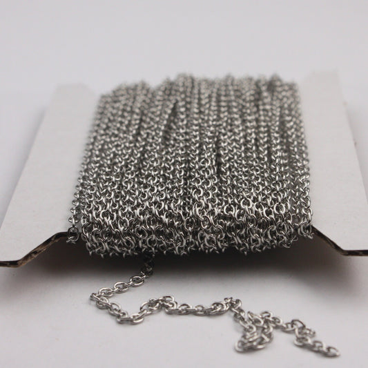 100 feet Rhodium Plated Chain bulk Antiqued Silver Round Soldered Chain Cable Chain - 2x2.5mm SOLDERED link - Necklace Wholesale - 225S