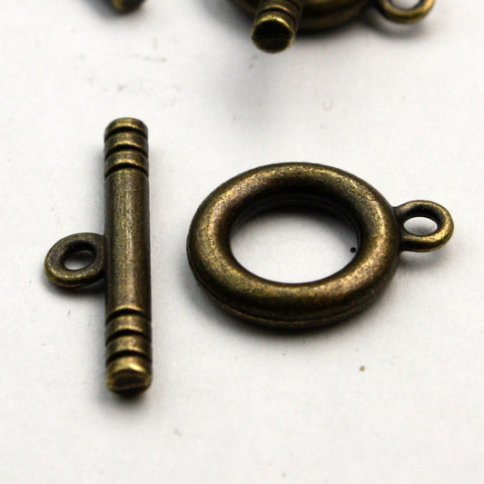 25 sets of Antique Brass Toggle Clasps - Ship from California USA