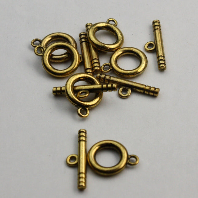 25 sets of Antique Gold Toggle Clasps