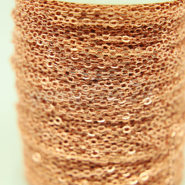 ATC Anti-Tarnishing Coating Plated Flat Cable Chain bulk, 3/10/32/50/100 Feet of SOLDERED Link Chain -3x1.7mm - ATC317F