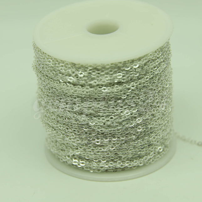 ATC Anti-Tarnishing Coating Plated Flat Cable Chain bulk, 3/10/32/50/100 Feet of SOLDERED Link Chain -3x1.7mm - ATC317F