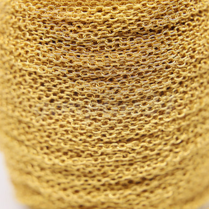 ATC Anti-Tarnishing Coating 24K Deep Gold Plated Cable Chain bulk, 3/10/32/50/100 Feet of SOLDERED Link - 2x2.5mm 2mm Links - ATC225