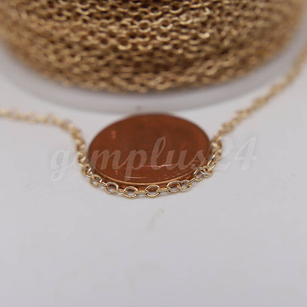 ATC Anti-Tarnishing Coating Cable Chain bulk, 3/10/32/50/100 Feet of SOLDERED Link - 2x2.5mm 2mm Links - ATC225