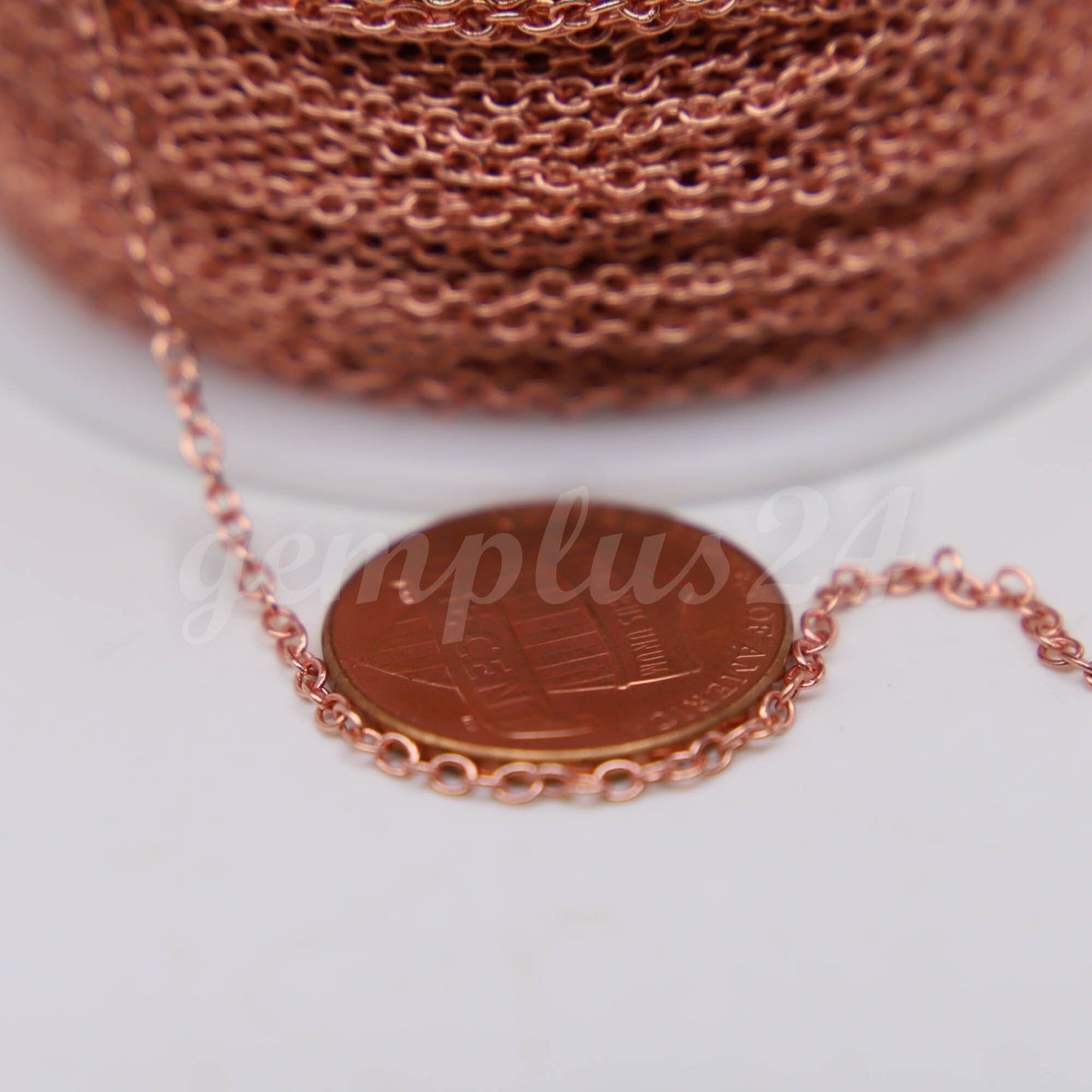 ATC Anti-Tarnishing Coating Bright Copper Plated Cable Chain bulk, 3/10/32/50/100/300 Feet of SOLDERED Link - 2.0x1.4mm Links - ATC2014