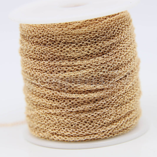 ATC Anti-Tarnishing Coating Cable Chain bulk, 3/10/32/50/100/300 Feet of SOLDERED Link - 2.0x1.4mm Links - ATC2014