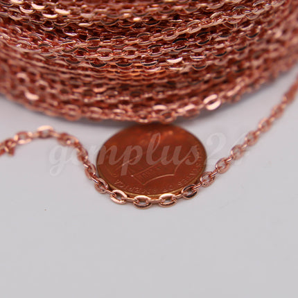 ATC Anti-Tarnishing Coating Sterling Silver Plated  Flat Cable Chain bulk, 3/10/32/50 Feet of UNSOLDERED Link - 3x2.2mm Unsoldered - ATC322