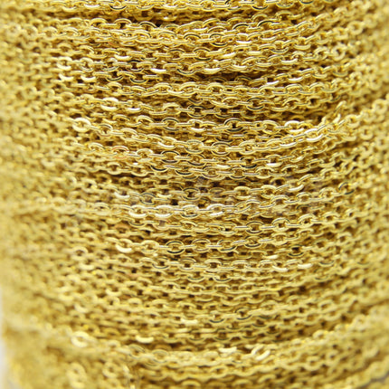 ATC Anti-Tarnishing Coating Plated  Flat Cable Chain bulk, 3/10/32/50 Feet of UNSOLDERED Link - 3x2.2mm Unsoldered - ATC322