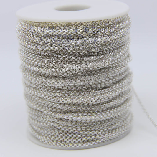 ATC Anti-Tarnishing Coating Plated ROLO Chain bulk, 3/10/32/100 Feet of SOLDERED Rolo Chain - 2.0mm 2mm Links - ATC20BL