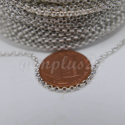 ATC Anti-Tarnishing Coating Plated ROLO Chain bulk, 3/10/32/100 Feet of SOLDERED Rolo Chain - 2.0mm 2mm Links - ATC20BL