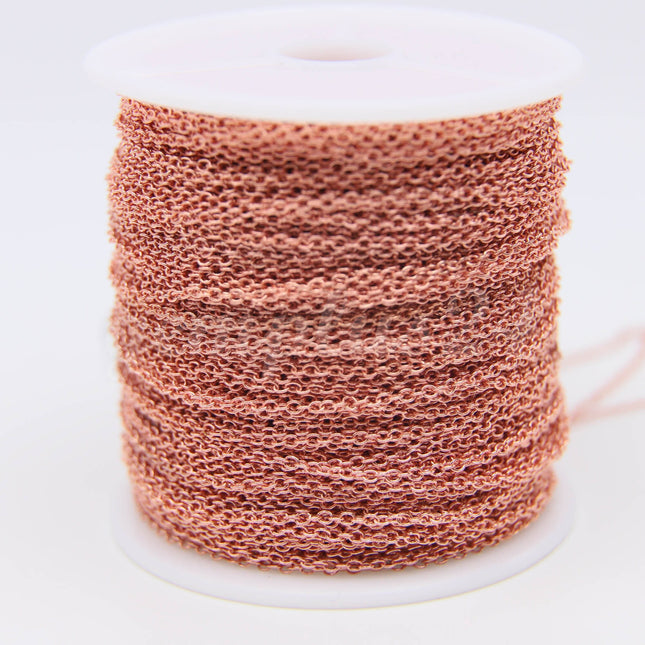 ATC Anti-Tarnishing Coating Bright Copper Plated Cable Chain bulk, 3/10/32/50/100/300 Feet of SOLDERED Link - 2.0x1.4mm Links - ATC2014