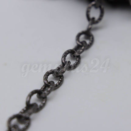 3/5/10/20 Feet of Gunmetal Plated Oval Texture Chunky Cable Chain - 8x7mm 1.4mm thickness - White Gold Color - Unsoldered Link - 8070TX