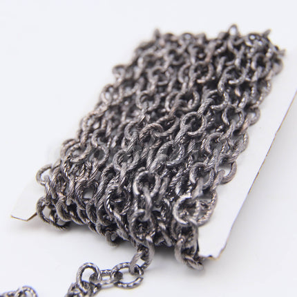 30/50/100 Feet of Rhodium Plated Oval Texture Chunky Cable Chain - 8x7mm 1.4mm thickness - White Gold Color - Unsoldered Link - 8070TX