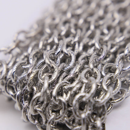 10 ft of Antique Silver finished oval texture cable chain - 8x7mm - unsoldered link - 8070TX