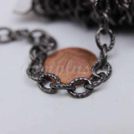 10 ft of Gunmetal plated oval texture cable chain - 8x7mm - unsoldered link - 8070TX