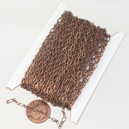 3/10/32/50 Feet (1 and 1) Long and Short Chain SOLDERED Chain Antique Brass/Copper/Rhodium/Gunmetal Plated - 6x3mm 4x3mm Soldered - 3429LS11