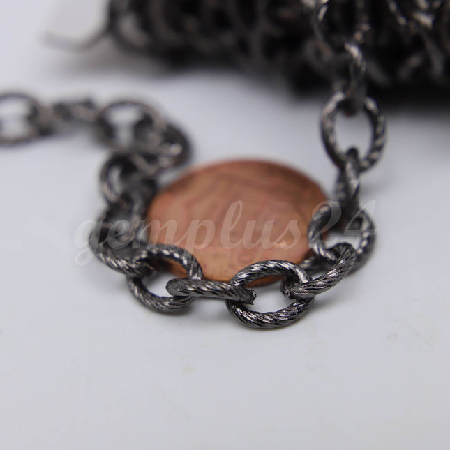 5 ft of Gunmetal plated oval Chunky BIG texture cable chain - 8x7mm - unsoldered link - 8070TX