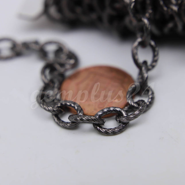 5 ft of Gunmetal plated oval texture cable chain - 8x7mm - unsoldered link - 8070TX