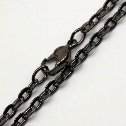 24 Inch Homemade Ready to wear Flat Cable Chain NECKLACE - 3.7x2.7mm Unsoldered Link with Lobster Clasp - 24inch(60cm) - NEC07F-24
