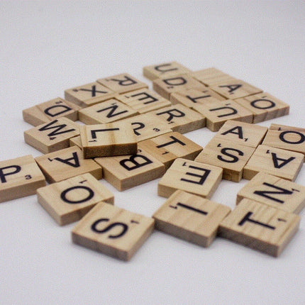 100 Pcs Wooden Scramble Scrabble Letters Tiles - COLOR Scrabble Tile - 18mm x 20mm - Complete 100 Pcs Set - Wedding Scrapbook